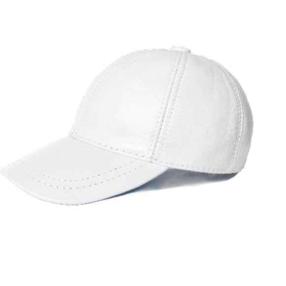 White Leather Cap - Leather Baseball Cap for men and women - Picture 3 of 5